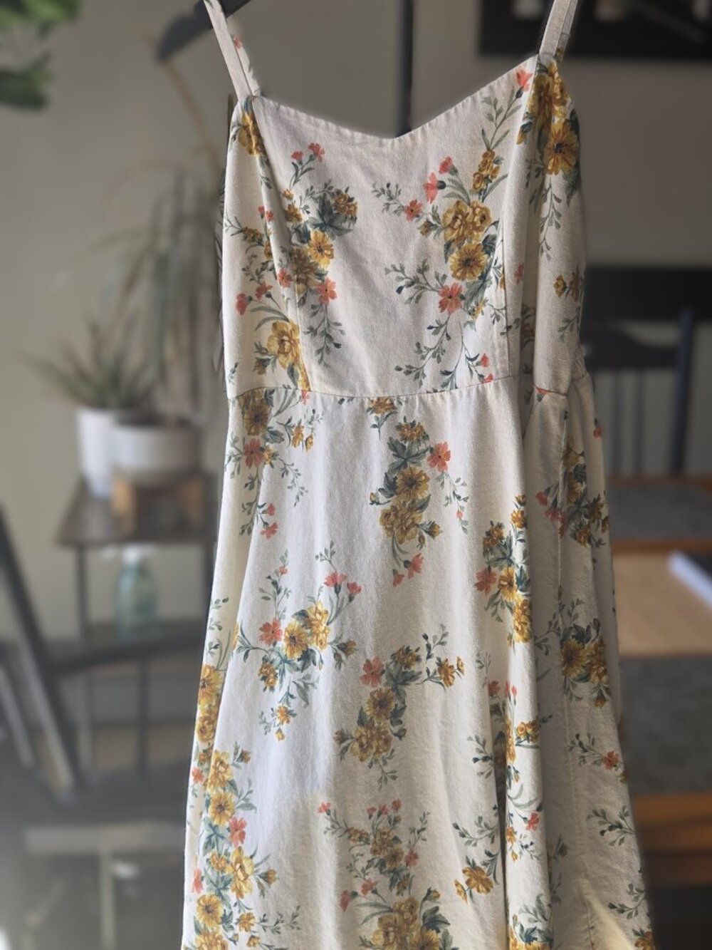 Old Navy Floral Sundress Size Large Cream Yellow Cottagecore Dress